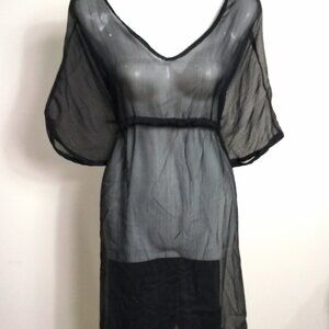 Mud Pie Black Kimono Side Tie Shear Tunic Swim Suit Logo Coverup NWT Various Sz